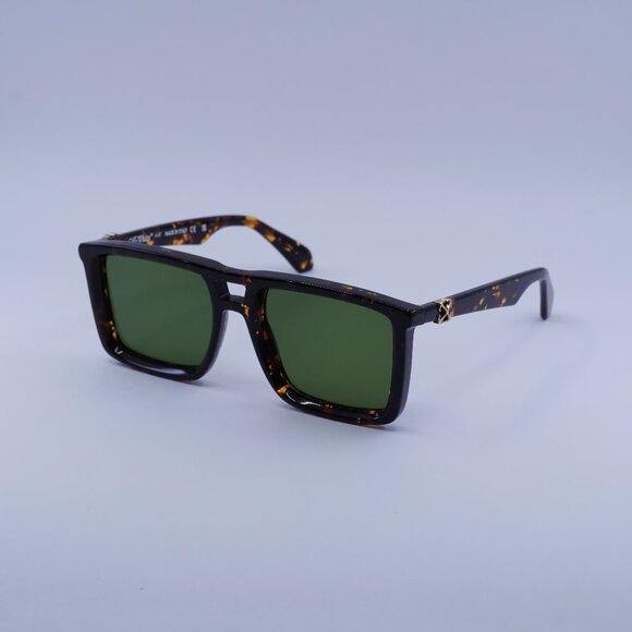 Off-White OERI13W STRATFORD 6055 Sunglasses Havana Square Frame, Green Lenses - Picture 1 of 9
